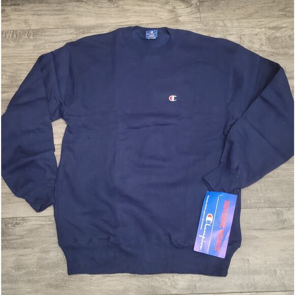 Vtg 80s Champion Reverse Weave Kangaroo Pocket Crewneck Small Navy Made in USA - Picture 2 of 13